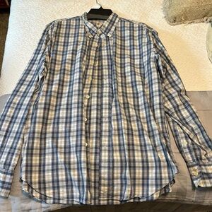 J. Crew Men's Casual Blue and White Checkered Shirt